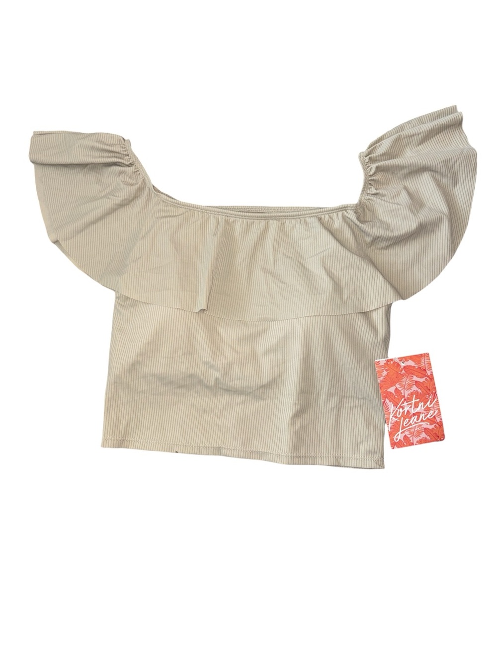Kortni Jeane Ruffled Around Top Ribbed Swim Top NWT